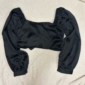 Elegant Puff Sleeve Satin Shirt